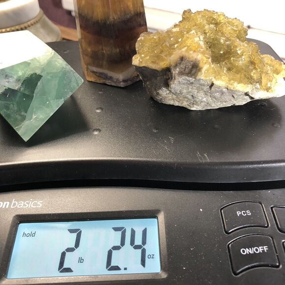 Fluorite Energy Trio: Green, Yellow, & Purple Banded Crystals for Calm & Energy - Picture 11 of 11